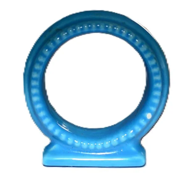 Set Of 6 Ceramic Blue Napkin Rings Dining Accessories Table Decor - Picture 3 of 5